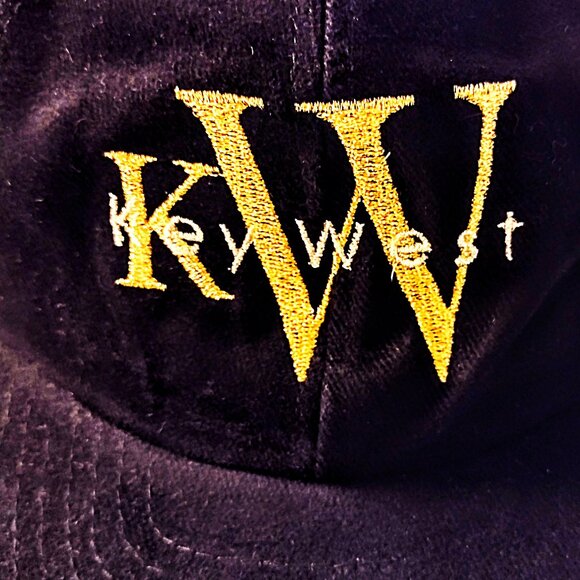 KEY WEST Ball Cap ~ Black Brushed Twill, Gold Metallic Logo, Snap Back ~ NEW VTG - Picture 2 of 6
